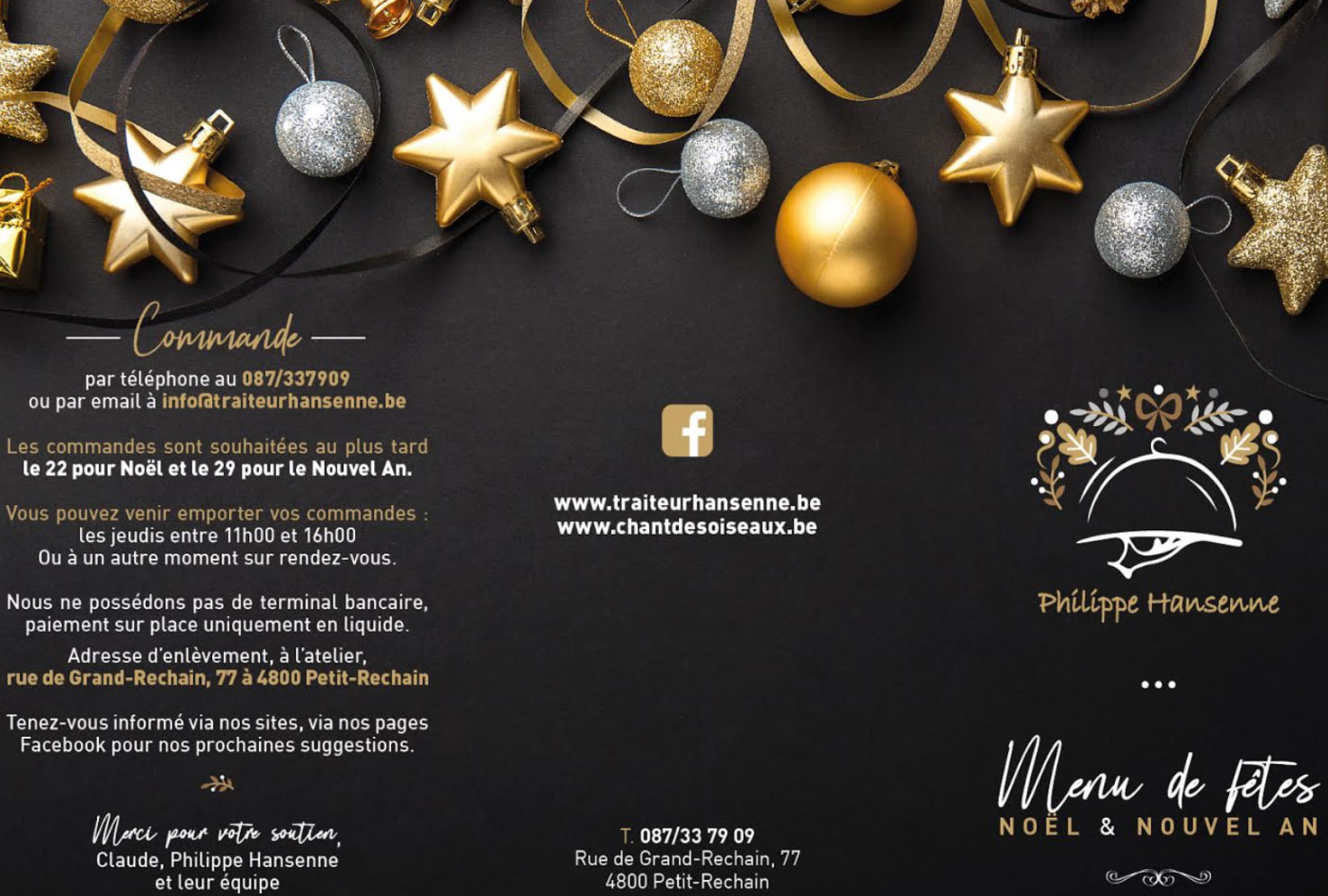 Menu à emporter - Traiteur Hansenne