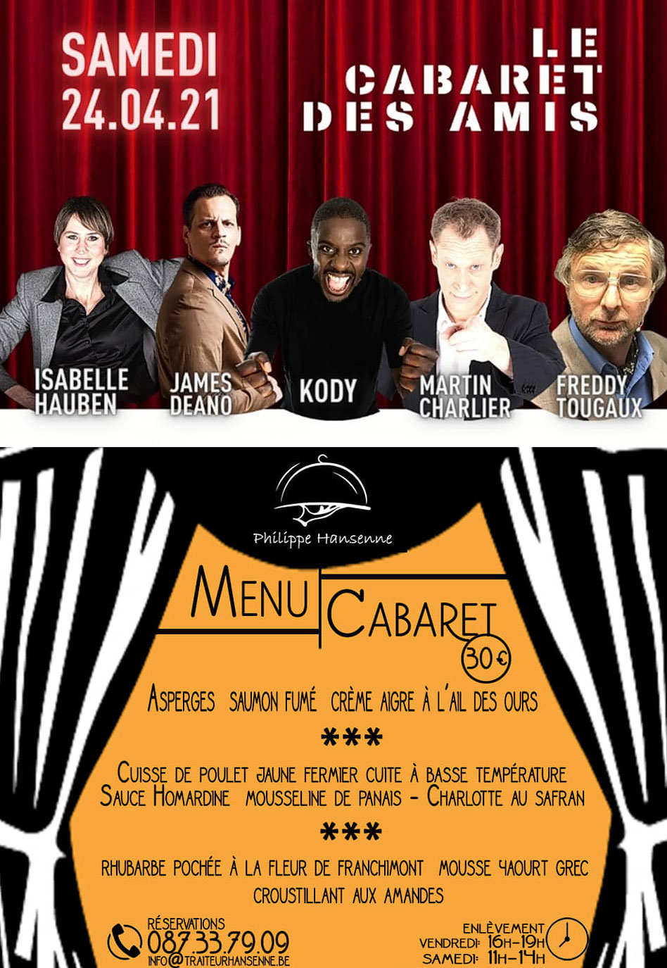 menu cabaret amis