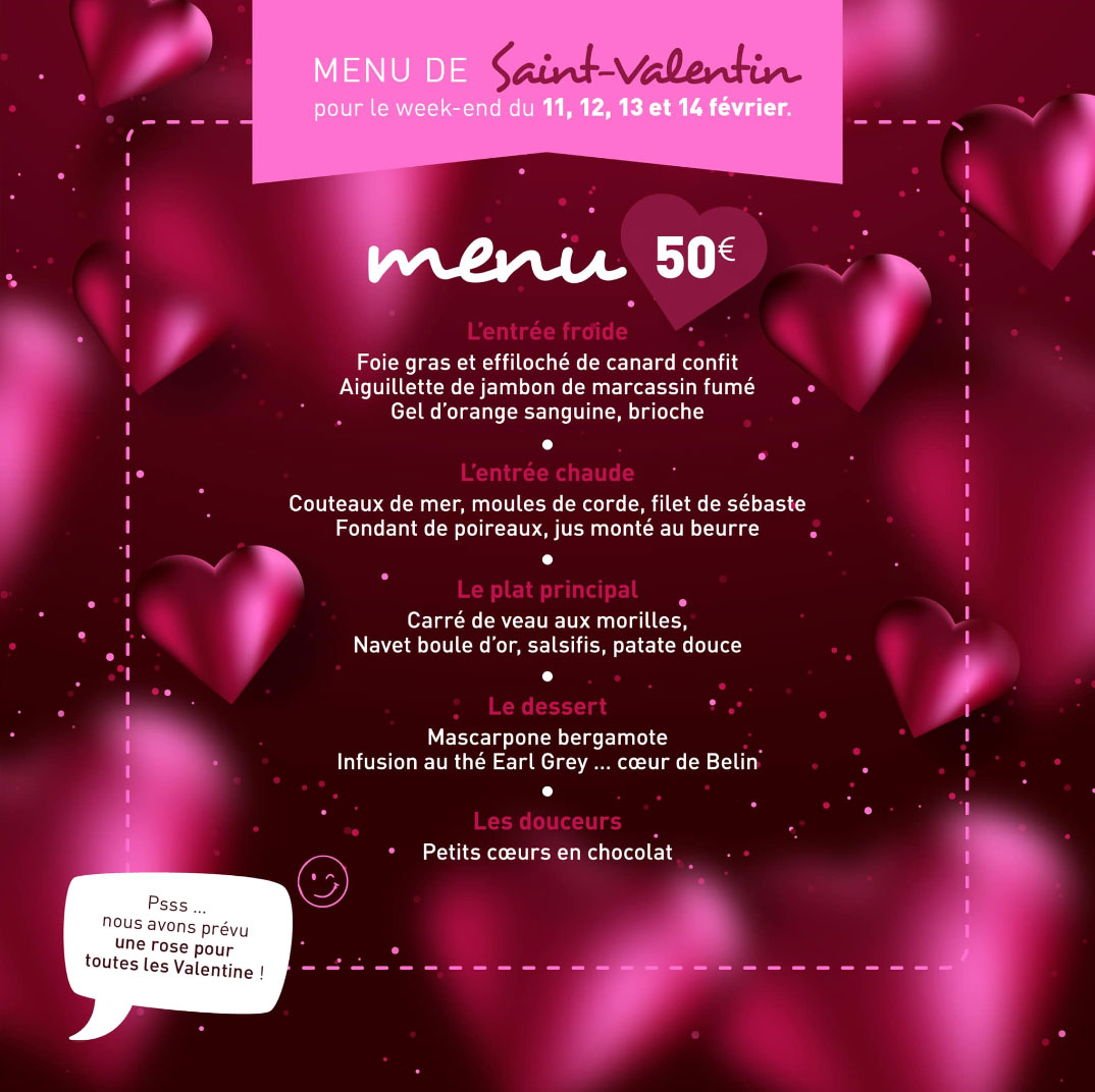 menu saint valentin 2023