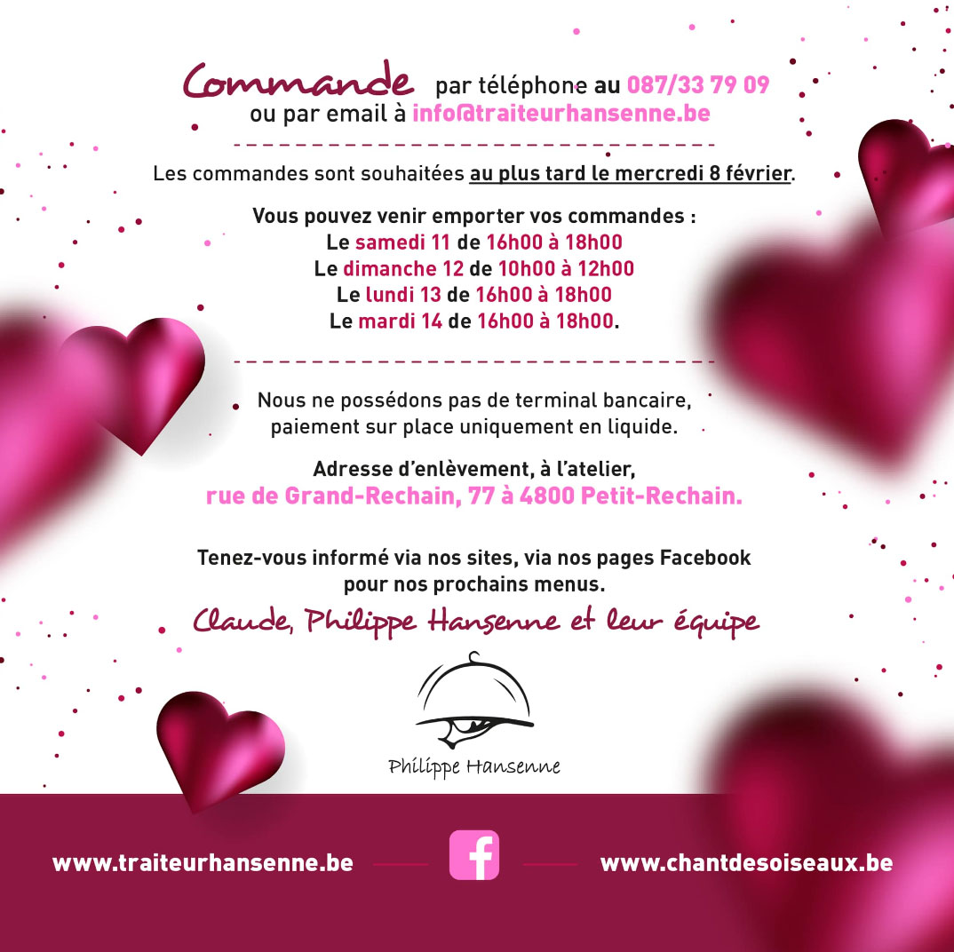 menu saint valentin 2023