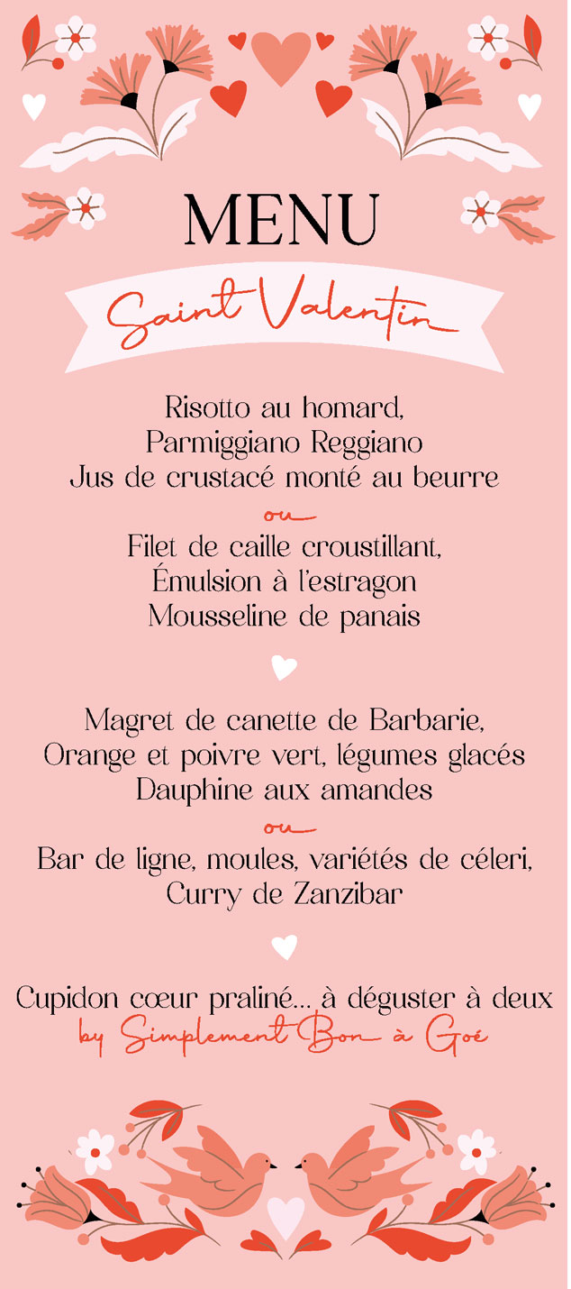 menu traiteur saint valentin 2025